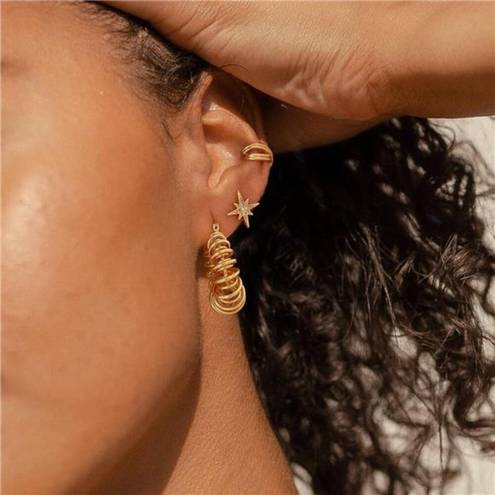 Twisted 14K Gold Plated  Beaded Thick Hoop Earrings