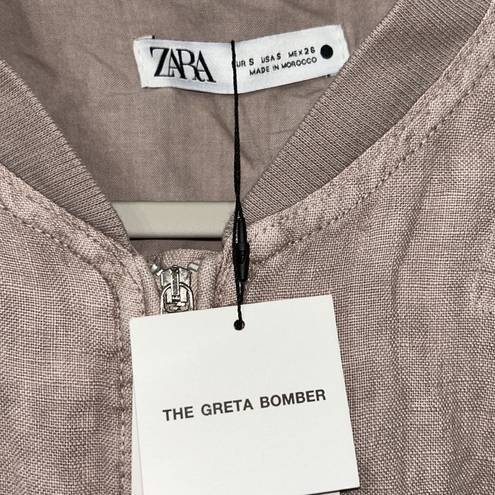 ZARA  Tan Linen/Cotton Bomber Jacket(Size Small)