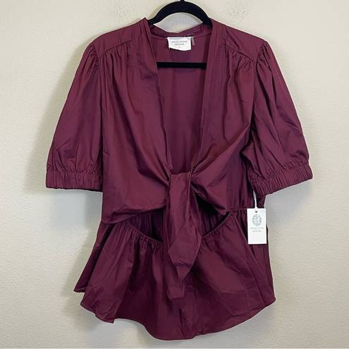 Tuckernuck  Hyacinth House Burgundy Piper Tie Front Blouse NWT Size XXL