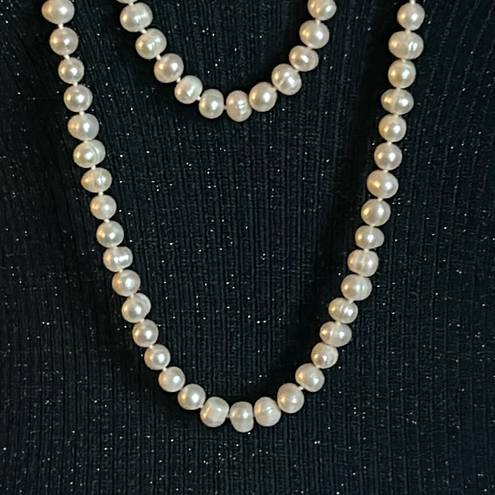 infinity New Endless  96” Strand White Freshwater Baroque Pearl Necklace