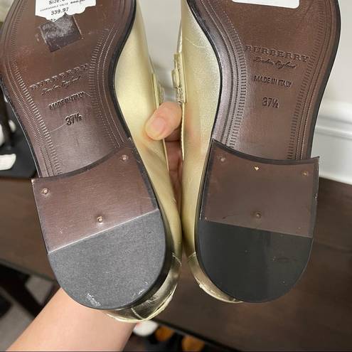 Burberry  NEW light gold metallic leather chain links loafers size 37