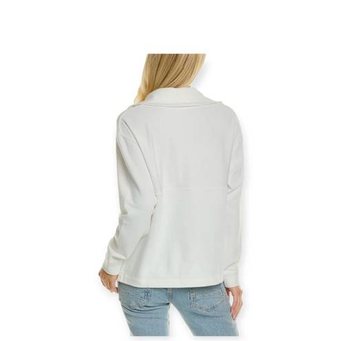 Rebecca Taylor  French Terry pull over long sleeve sweartshirt white