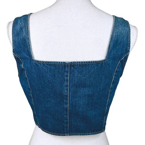 Ramy Brook  Clemence Denim Vest Cropped Top Blue Jean NWT S / M