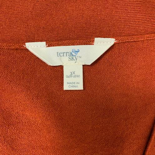 Terra & Sky women 3X 24W-26W sweater vest lightweight v-cut orange