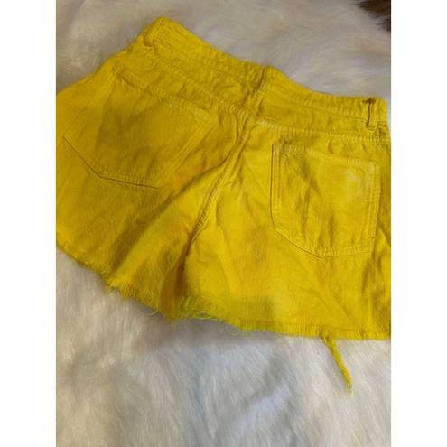 Under Armour Zara Women's Yellow Distressed Denim Shorts - Size 10