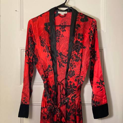 In Bloom  by Jonquil I Floral Full Length Satin-Like Belted Robe w Velvet Sleeves