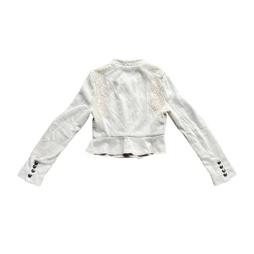 We The Free  Military Blazer Double Breasted Off White Lace Jacket Size 2