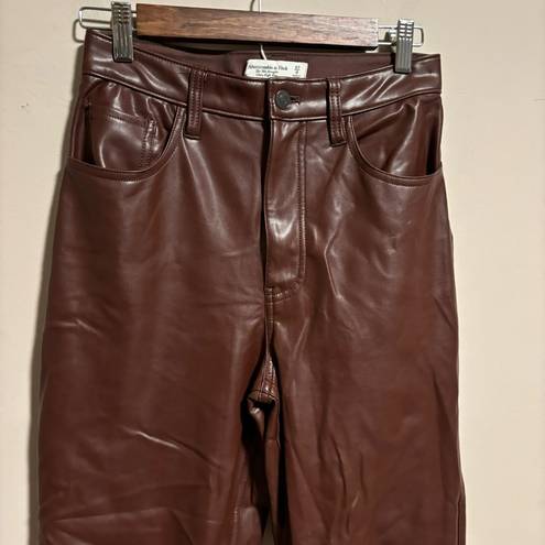 Abercrombie & Fitch  90s Straight Ultra High Rise Vegan Leather Pants Size 27 (4)