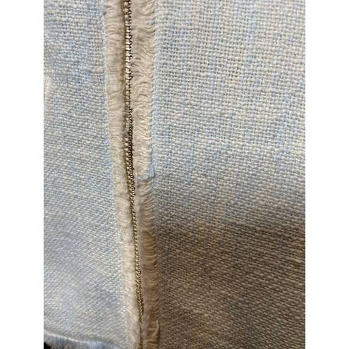 Sundance Tweed Blazer Double Zipper Frayed Edges Pockets Sky Blue 8