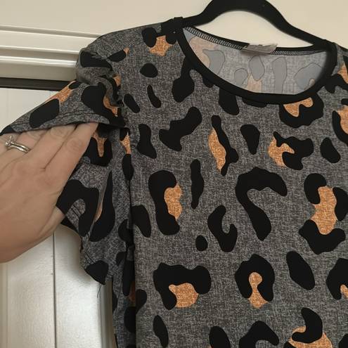 LuLaRoe  Leopard Print Flutter Sleeve Top