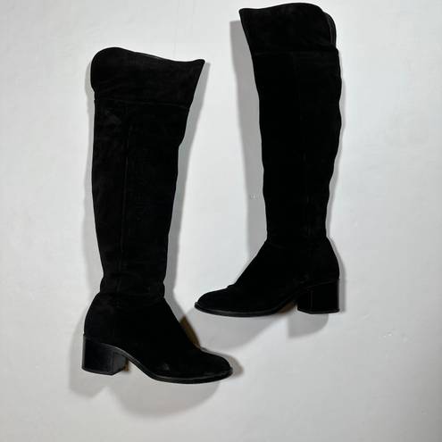 Rag and Bone  Ashby Genuine Suede Over The Knee Block High Heel Boots Shoes Black 