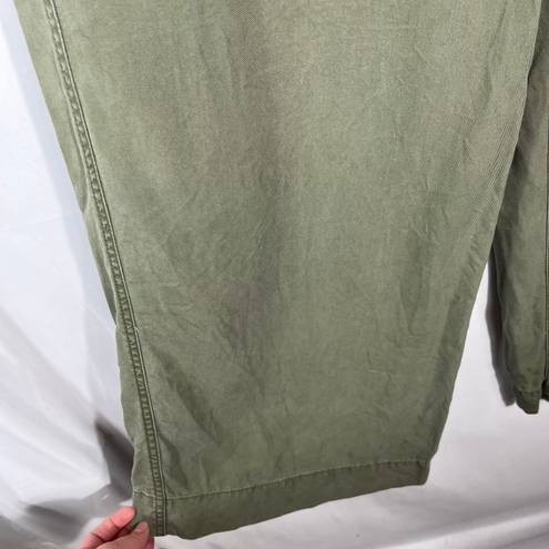 The Loft  Women’s Green Lyocell Lightweight Wide Leg Cropped Paper Bag Pants Medium M