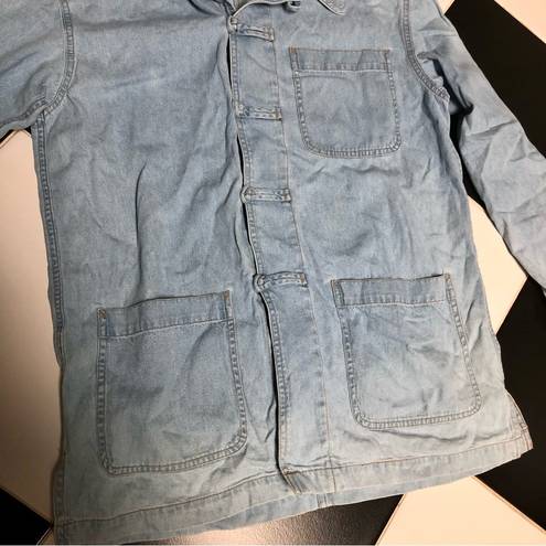 Liz Claiborne Vintage 90s Liz Wear Jean Shacket Light Wash Denim Chambray Unique Button sz Med