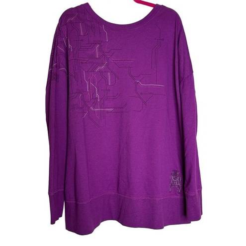 Star Wars  Sweatshirt Womens 1X Purple Galaxy's Edge Oversized R2D2 Crew Neck