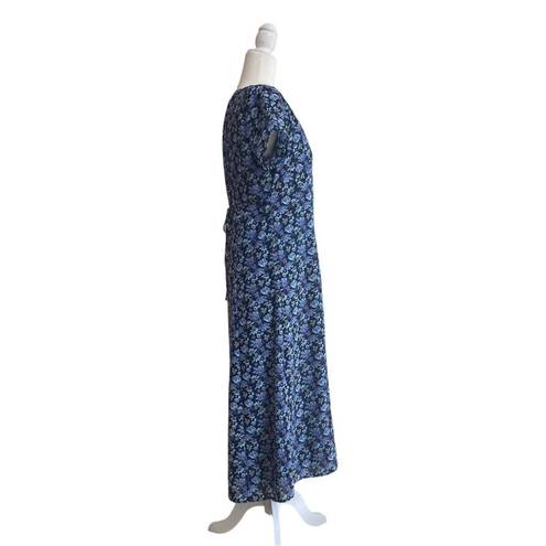 Croft & Barrow  Blue Floral Womens Size 6 Short Sleeve Empire Waist Midi Dress