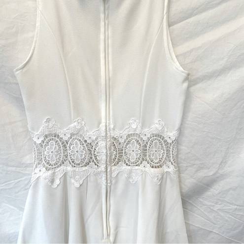 Divided H&M  | Lace Fit & Flare Dress with Appliqué Waist | White | Size: 2