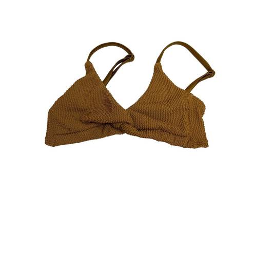 Good American NEW  Always Fits Women Large Brown Bronze  Crinkle Twist Bikini Top