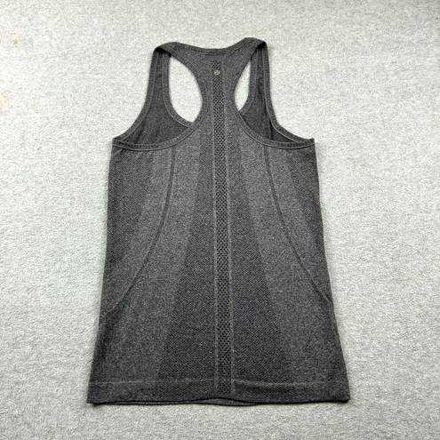 Lululemon  Swiftly Tech Tank Womens Size 4 Grey Gray Preppy Logo Stretch Athletic