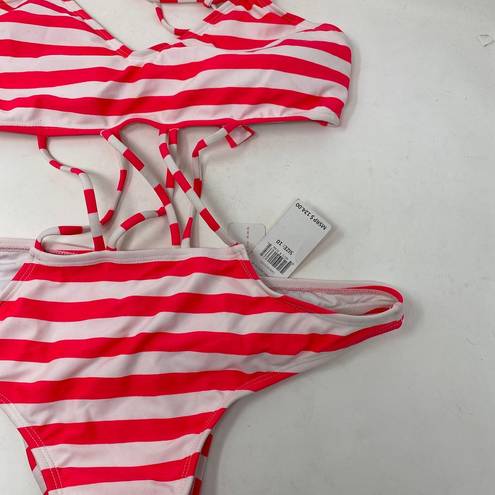 PilyQ  Women's Size 10 Candy Stripe XX Cut Out One Piece Swimsuit