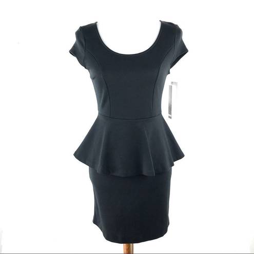 Kensie  Black Capped Sleeve Peplum Dress XS NWT