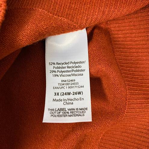 Terra & Sky women 3X 24W-26W sweater vest lightweight v-cut orange