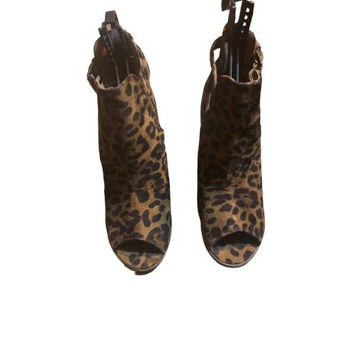 Bella Marie  suede cheetah booties with open toe