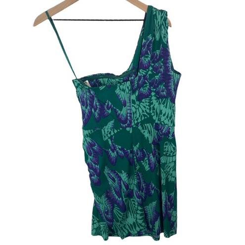 Gianni Bini  Madison Mint Leaf One Shoulder Tropical Mini Dress Medium INV267