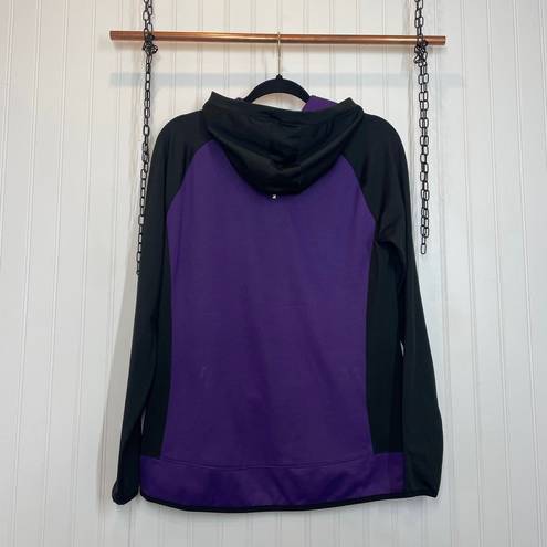 Second Skin  Scuba Hoodie Sweatshirt Womens Purple Black Colorblock Size L
