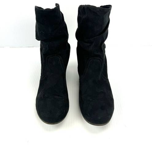 X-Appeal  Size 8 Womens Carney Wedge Boot Black Faux Suede