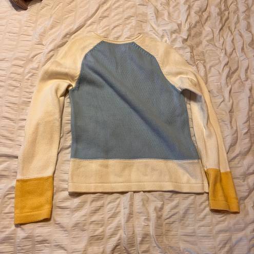 Tommy Hilfiger Color Block Blue White and Yellow Sweater