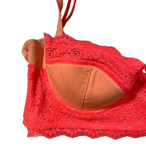 Anthropologie  | By Eloise Pink Lace Push Up Bra Barbie 5 Clasp Size 34B