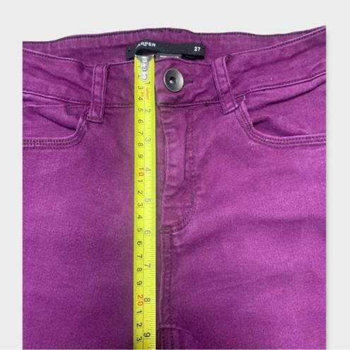 Harper Plum Purple Distressed Knee Raw Hem Skinny Jeans Womens Size 27
