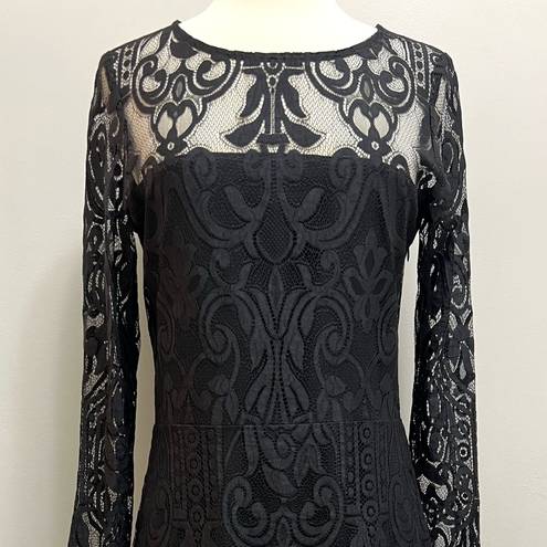 Alexis  Lace Mini Dress Long Sleeves Black Size L