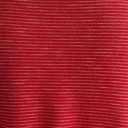 LuLaRoe  Sarah Duster Style Full Length Cardigan Red White Micro Stripe Medium