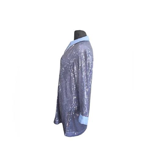 Pilcro  Long-Sleeve Sequin Mini Shirt Blue Dress. | Small