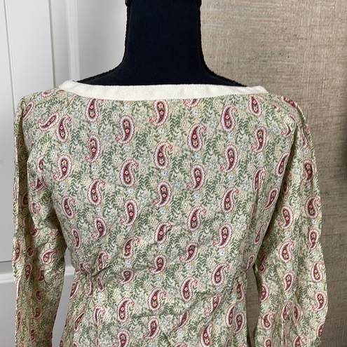 Tommy Hilfiger  Paisley Shirt Size Medium Green Red Cottagecore Beach