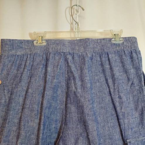 Jones New York  Linen Blend Casual Lightweight Blue Capri Cropped Ankle Pants