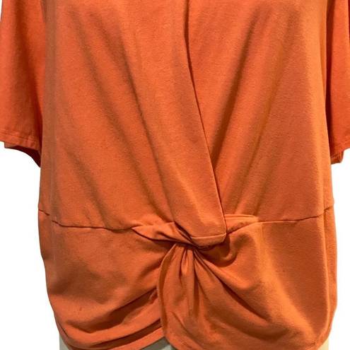 Zella  Orange Coral Knot Wrap Short Sleeve Tee