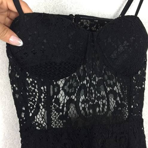 Alamour  The Label Kalea Black Lace Bustier Corset Cut Out Mini Dress Small