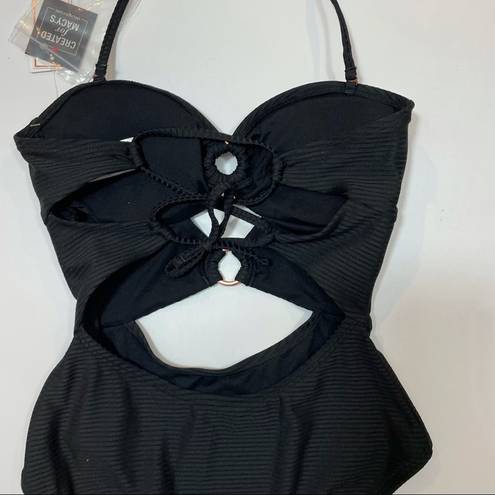 Hula Honey  Black Ribbed one piece swimsuit