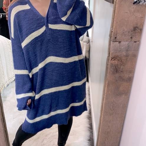 Terra & Sky  Striped Henley tunic knit sweater blue striped new with tags size 1X