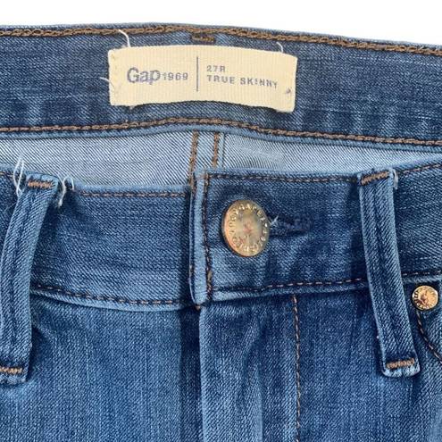 Gap  True Skinny Jeans Straight Leg Medium Wash Cropped Size 27