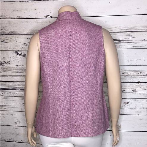 Coldwater Creek  Size 18W Purple White Herringbone Zip Up Wool Blend Vest Jacket