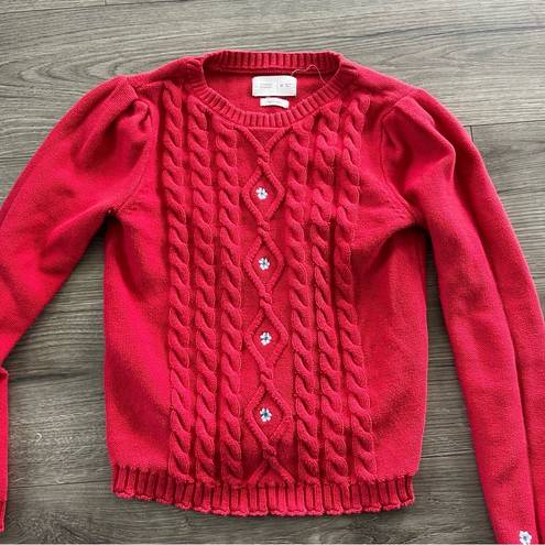 Daisy Springfield Reconsider Red Knit Sweater  Embroidered Crew Neck Size Medium