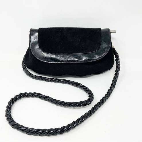 Anthropologie Black Suede Small Convertible crossbody clutch chain purse bag