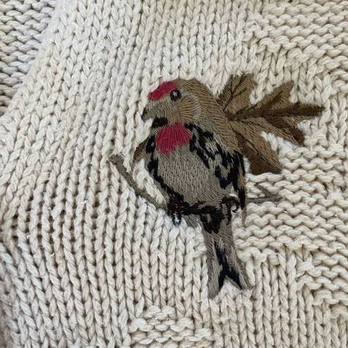 Northern Reflections Vintage  Cotton Embroidered Bird Button Cardigan Sweater L