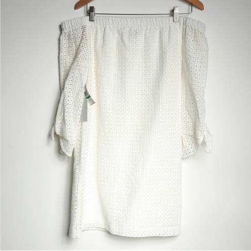 1. State NWT  White Eyelet Dress Size Large
Off Shoulder With Ties