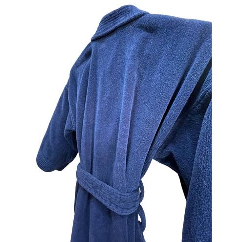 Oscar de la Renta  Royal Blue Plush Terry Cloth Bathrobe w/ Tie