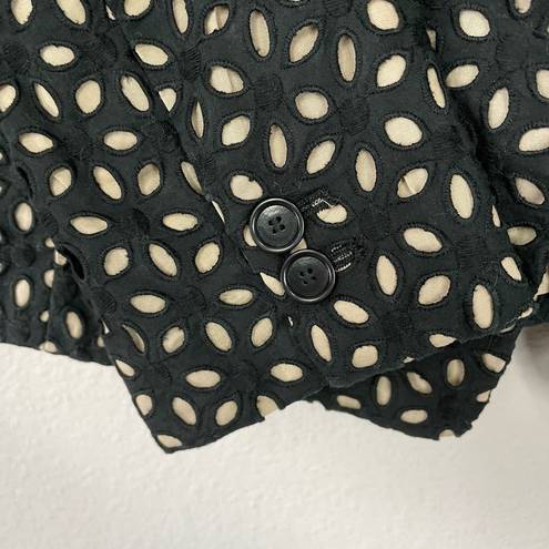 The Loft  Black Eyelet Blazer 0P Cut Out Button Detail Single Button Career