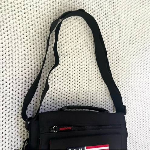 Equipment B.U.M  Black American Flag Flap Over Crossbody Slim Utility Messenger